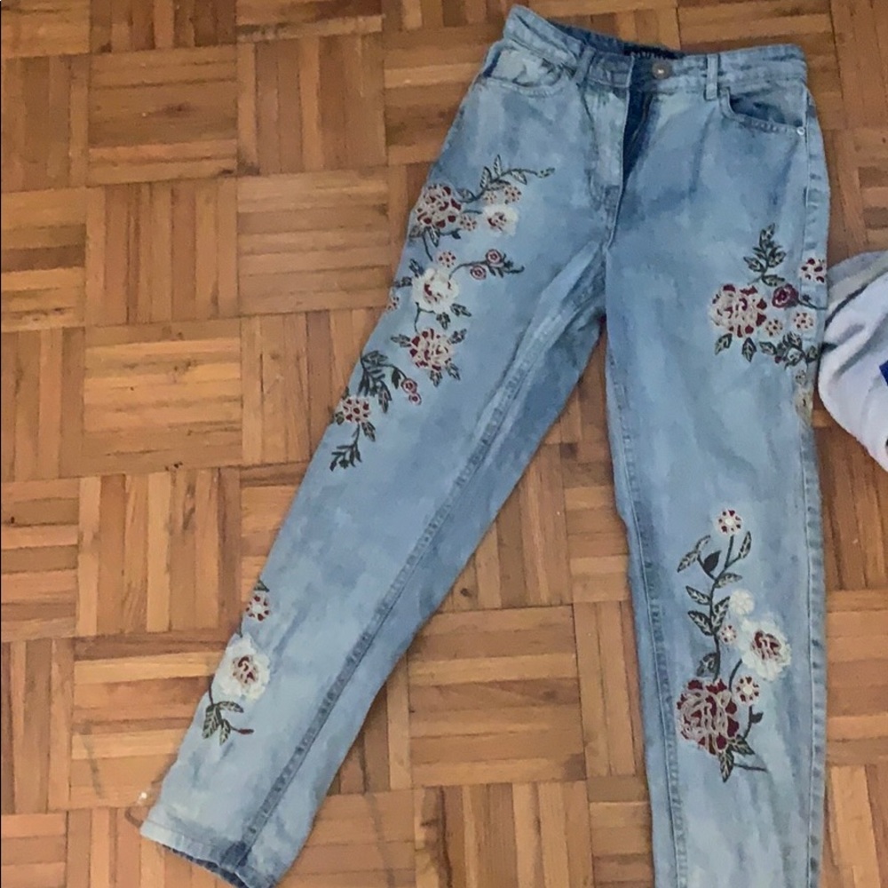 floral jeans